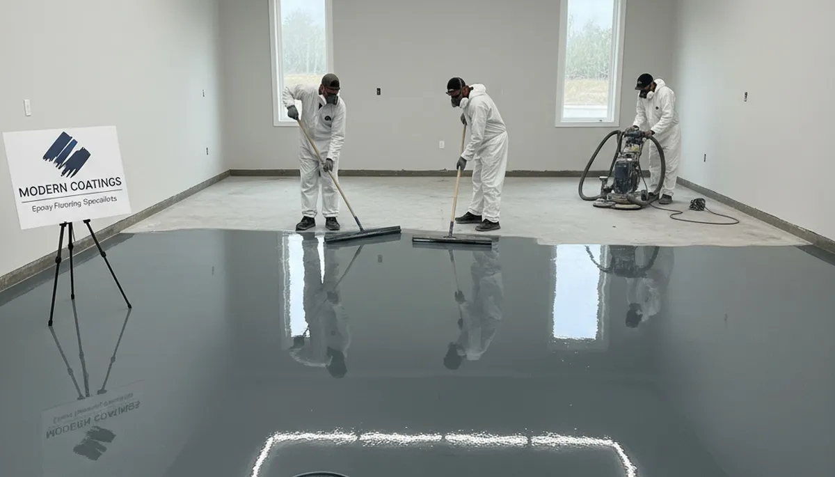 Professional epoxy floor coating in Worcester MA garage by expert painting contractors