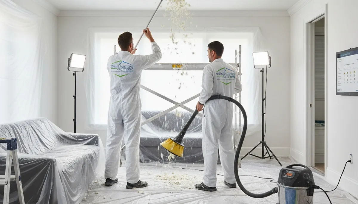 Professional popcorn ceiling removal in Worcester MA home by expert painting contractors