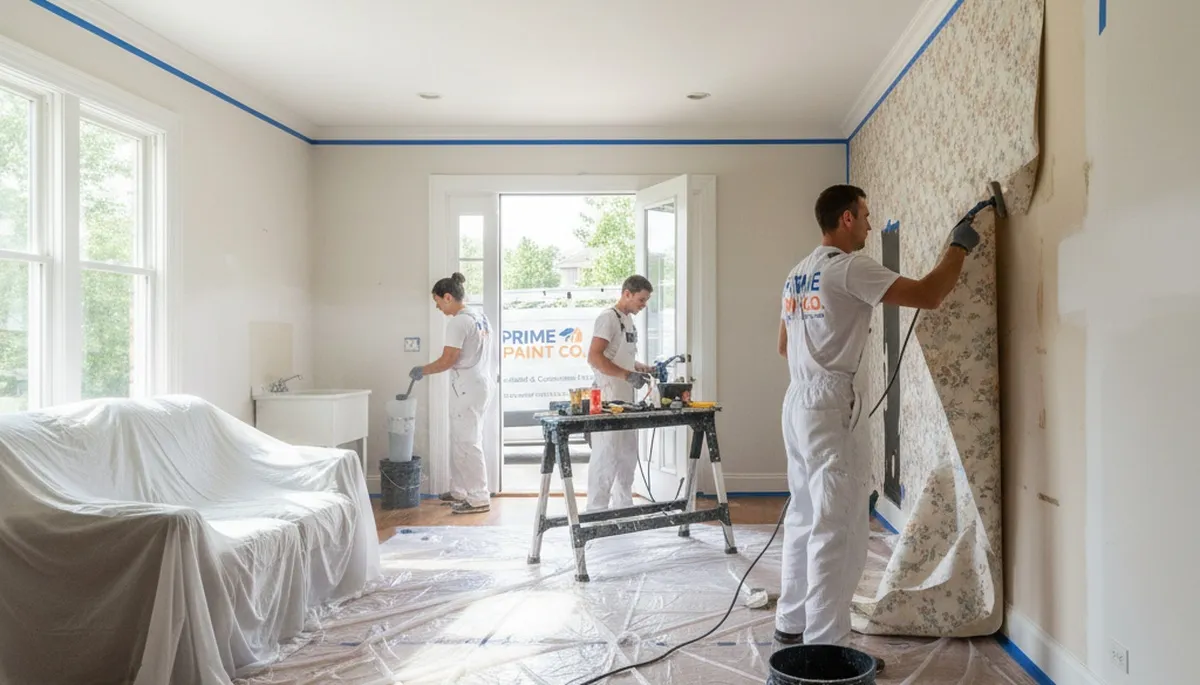Professional wallpaper removal and wall preparation by house painters in Worcester, MA